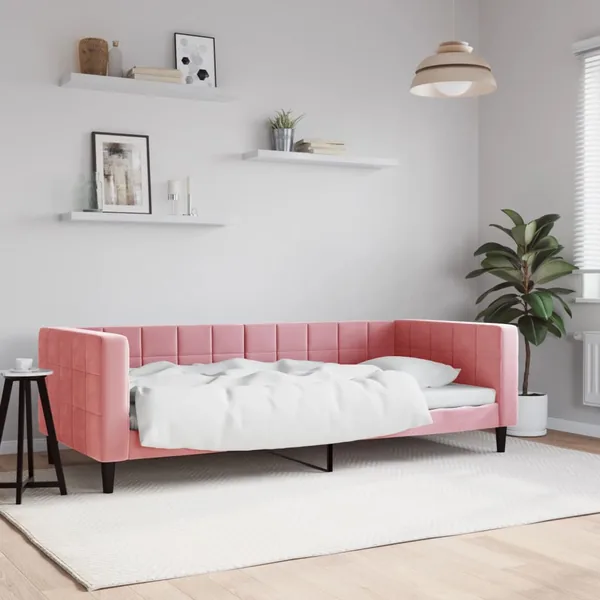 Lit de repos sans matelas rose 90x200 cm velours