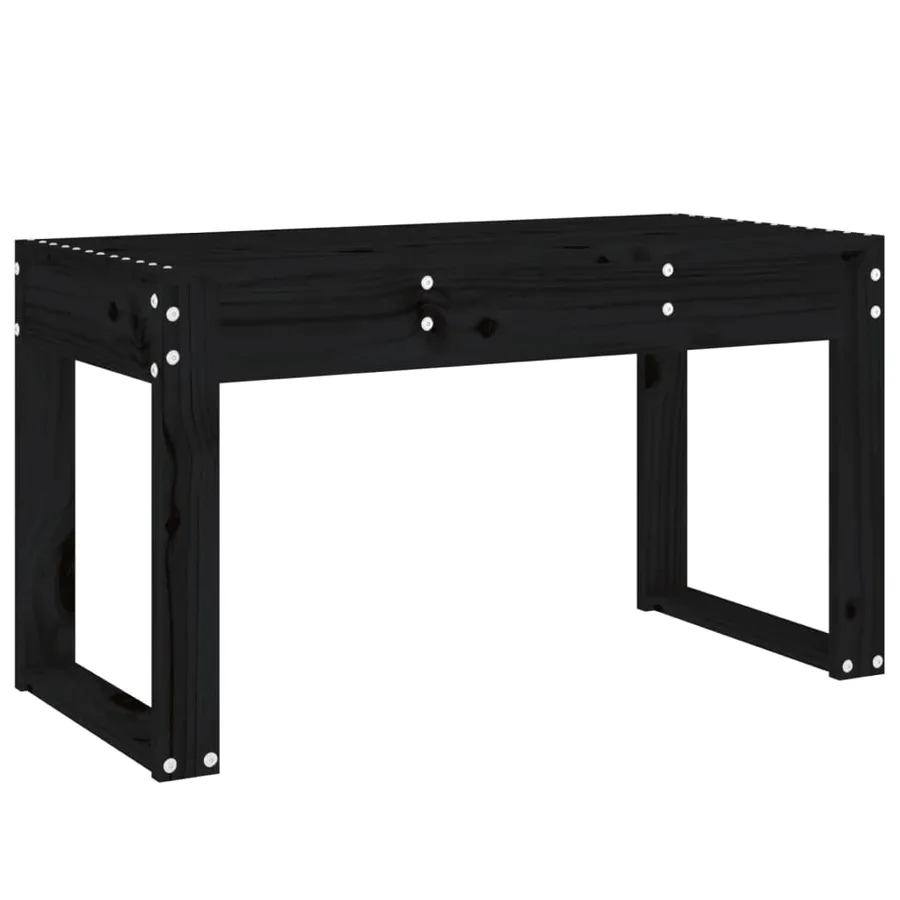 Banc de jardin noir 80x38x45 cm bois massif de pin - 2