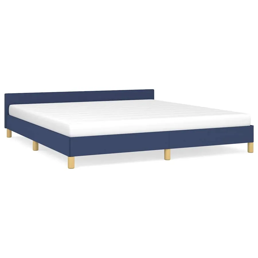 Cadre de lit avec tête de lit sans matelas bleu 180x200cm tissu - 2