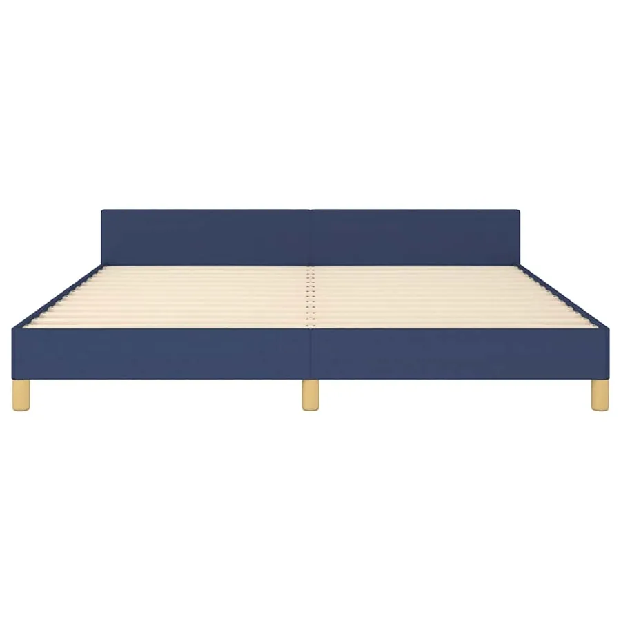 Cadre de lit avec tête de lit sans matelas bleu 180x200cm tissu - 5