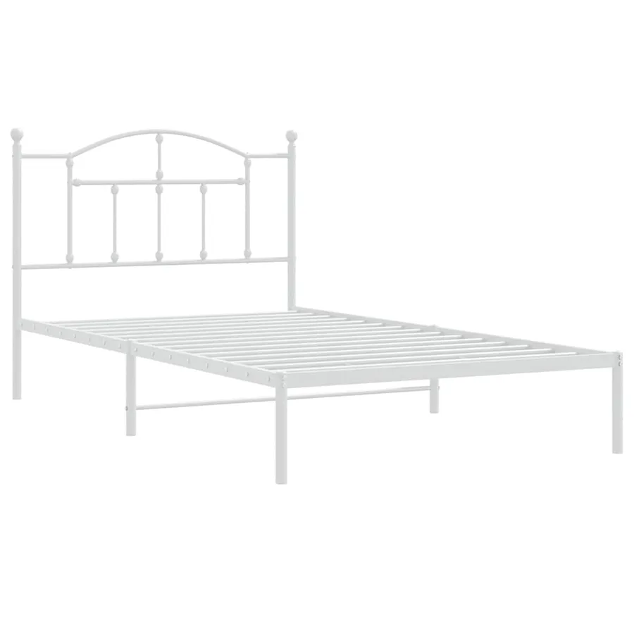 Cadre de lit métal sans matelas et tête de lit blanc 100x200 cm - 3