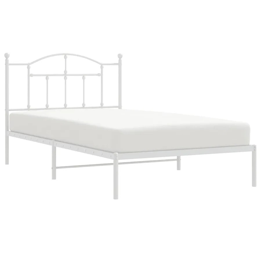 Cadre de lit métal sans matelas et tête de lit blanc 100x200 cm - 5