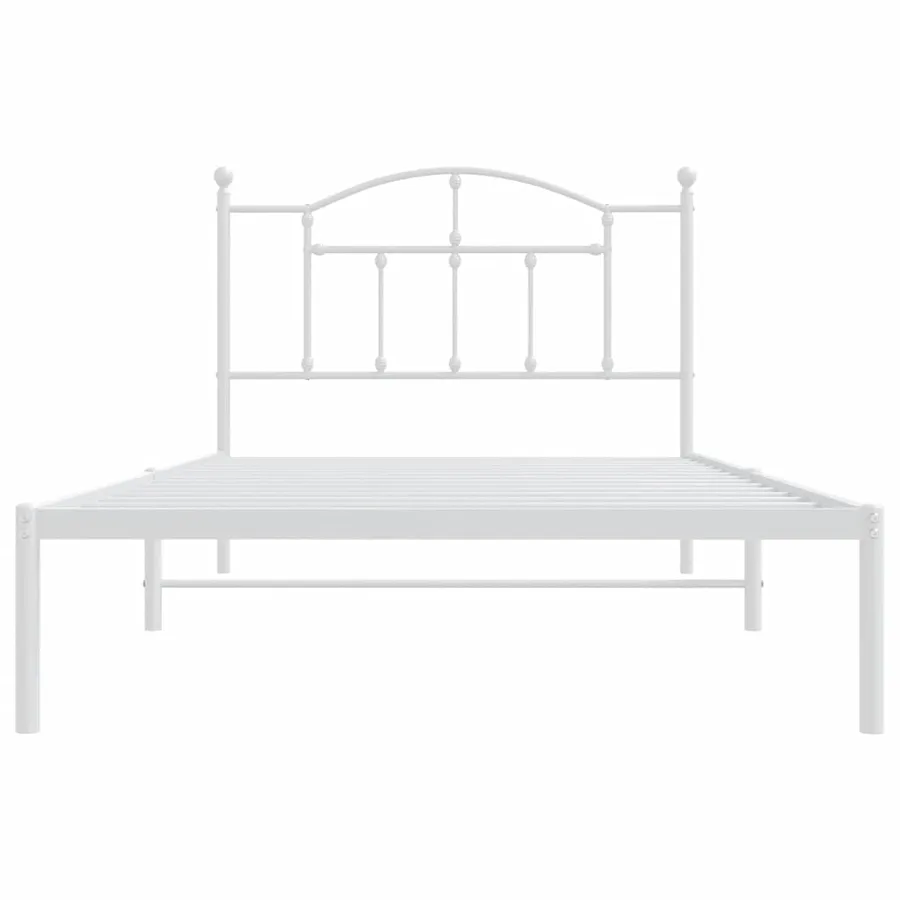 Cadre de lit métal sans matelas et tête de lit blanc 100x200 cm - 6
