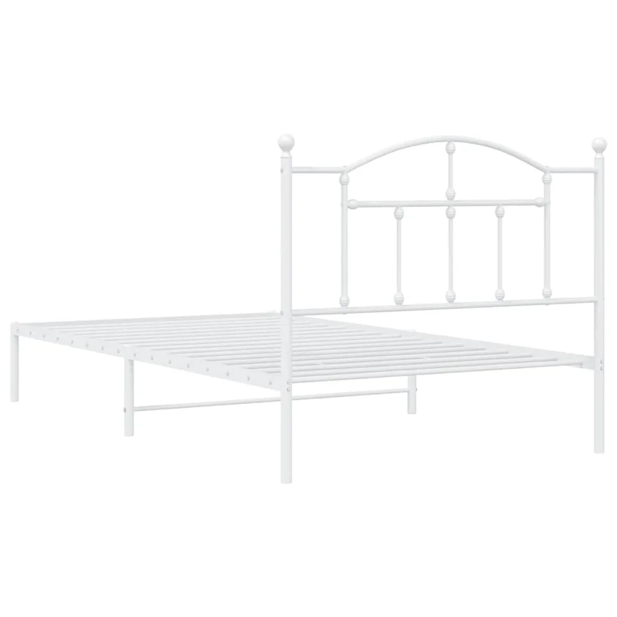 Cadre de lit métal sans matelas et tête de lit blanc 100x200 cm - 8