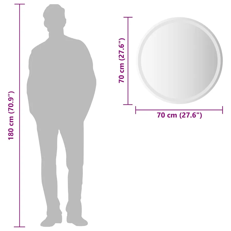 Miroir de salle de bain à LED 70 cm rond - 13