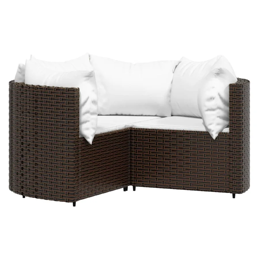 Salon de jardin 4 pcs avec coussins Marron Résine tressée - 3