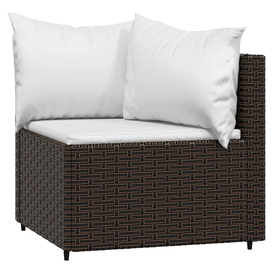 Salon de jardin 4 pcs avec coussins Marron Résine tressée - 4