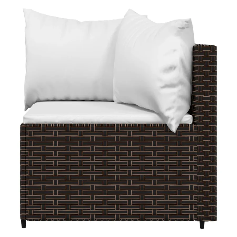 Salon de jardin 4 pcs avec coussins Marron Résine tressée - 5