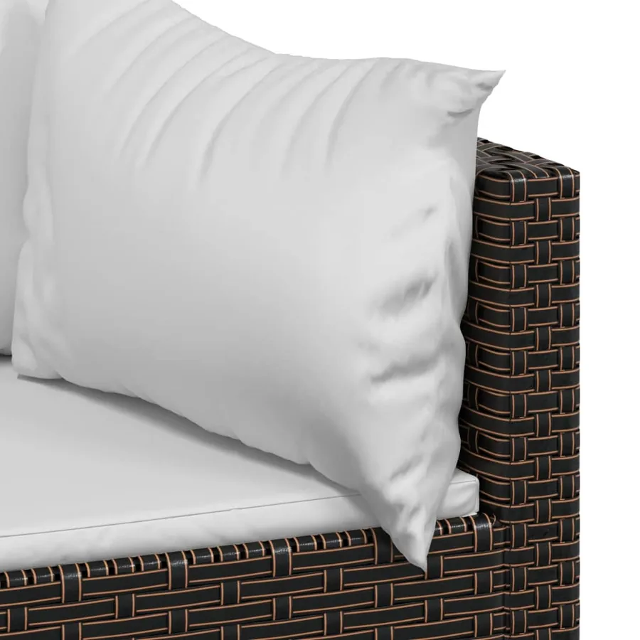 Salon de jardin 4 pcs avec coussins Marron Résine tressée - 6