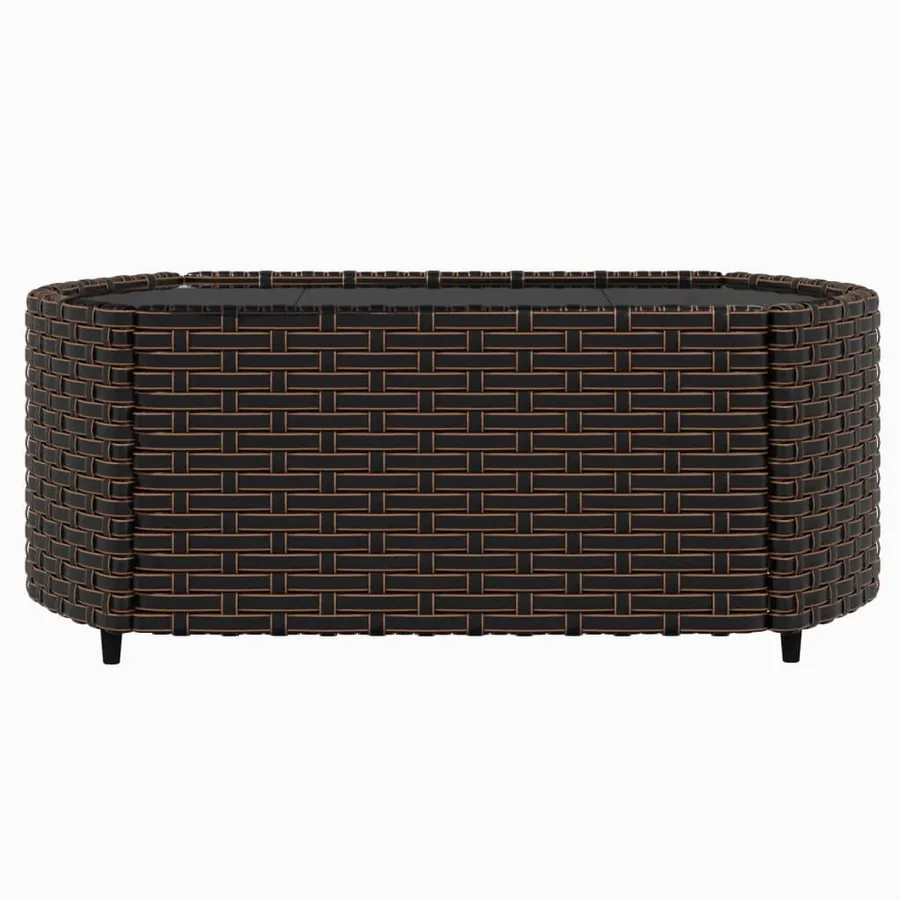 Salon de jardin 4 pcs avec coussins Marron Résine tressée - 8
