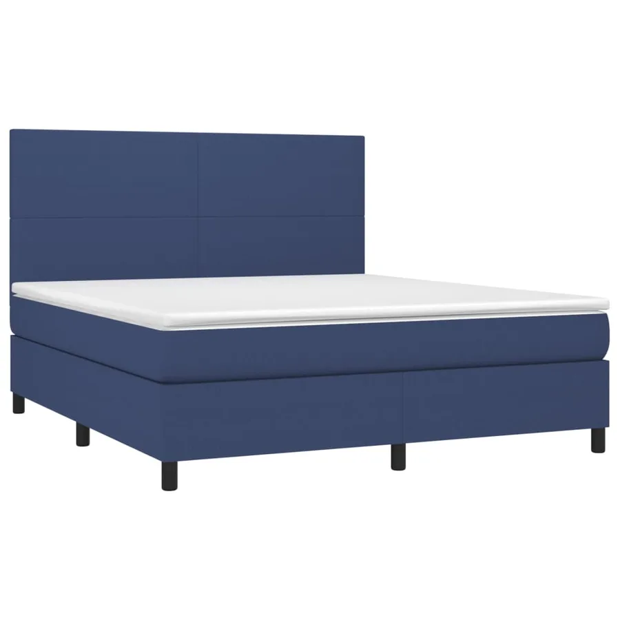 Sommier à lattes de lit et matelas et LED Bleu 180x200 cm Tissu - 3