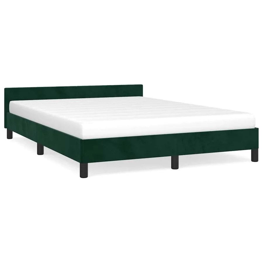 Cadre de lit sans matelas vert foncé 140x190 cm velours - 2