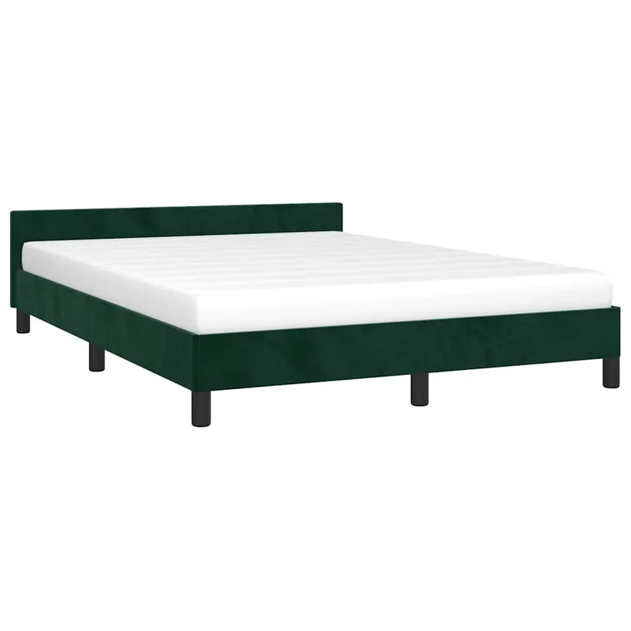 Cadre de lit sans matelas vert foncé 140x190 cm velours - 3