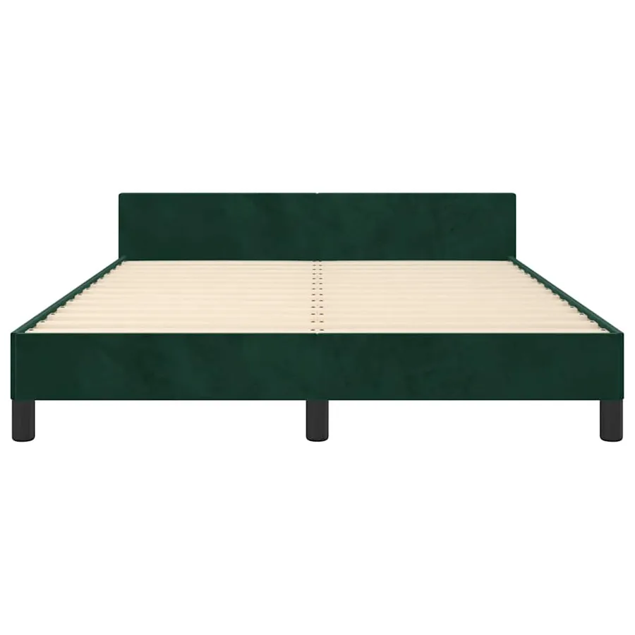 Cadre de lit sans matelas vert foncé 140x190 cm velours - 5