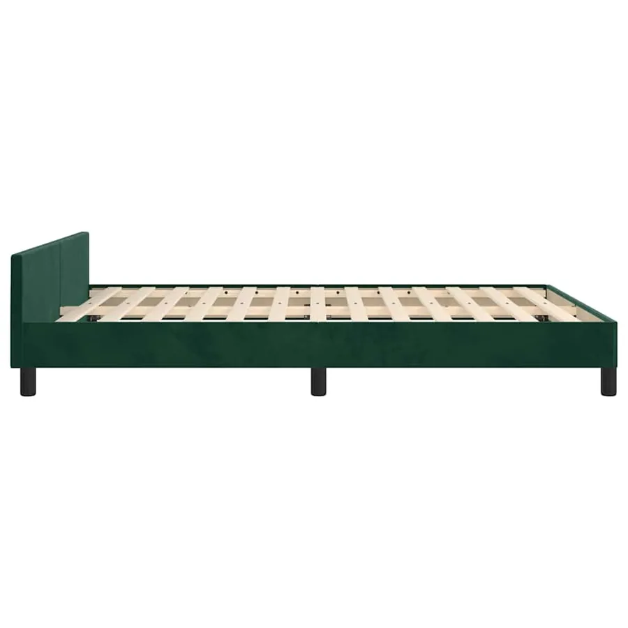 Cadre de lit sans matelas vert foncé 140x190 cm velours - 6