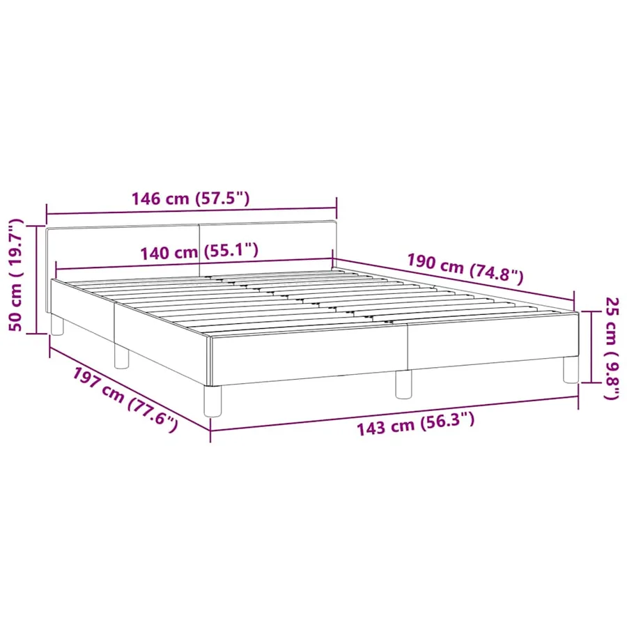 Cadre de lit sans matelas vert foncé 140x190 cm velours - 9