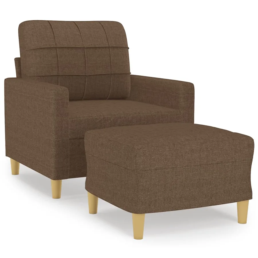 Fauteuil avec repose-pied Marron 60 cm Tissu - 2