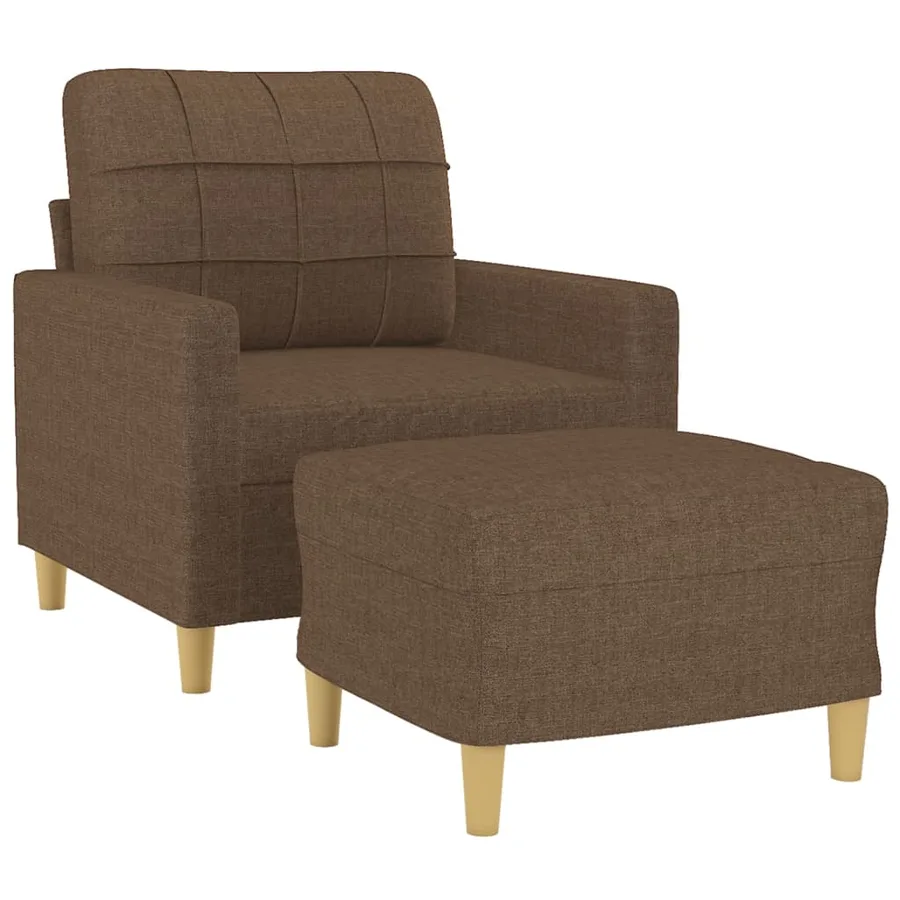 Fauteuil avec repose-pied Marron 60 cm Tissu - 3