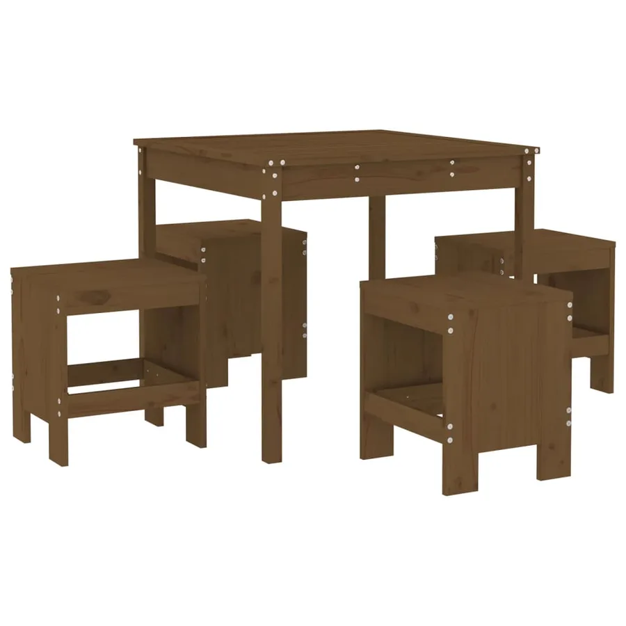 Ensemble à manger de jardin 5pcs marron miel bois pin massif - 2
