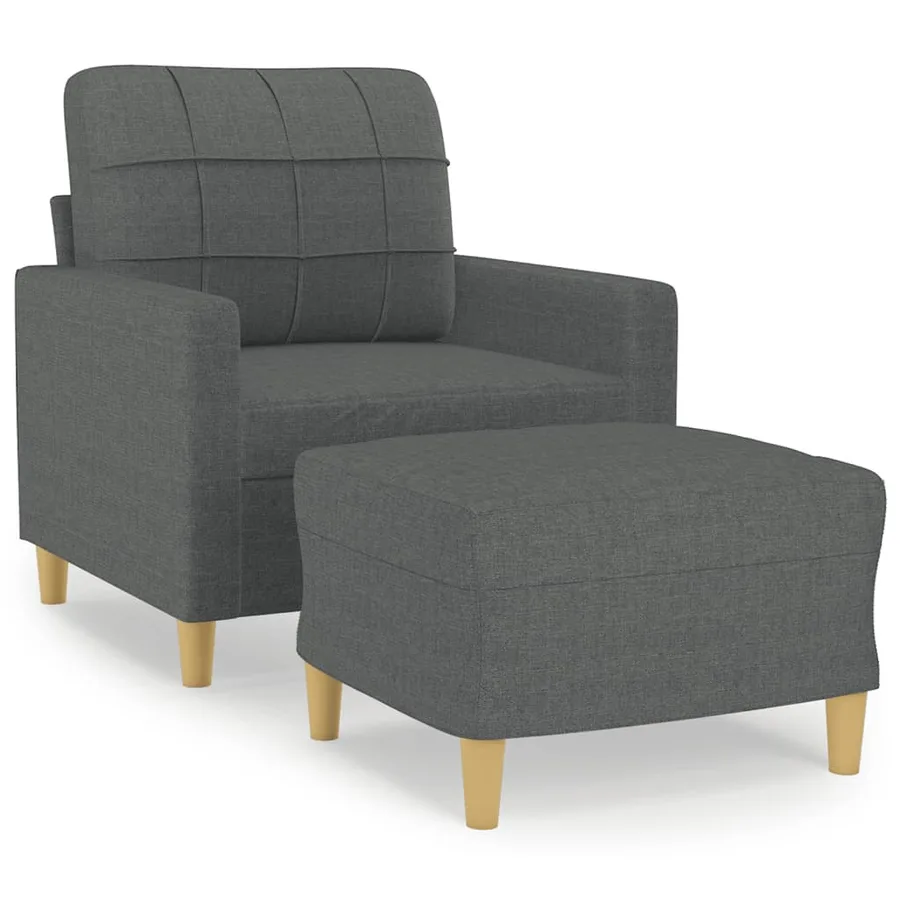 Fauteuil avec repose-pied Gris foncé 60 cm Tissu - 2