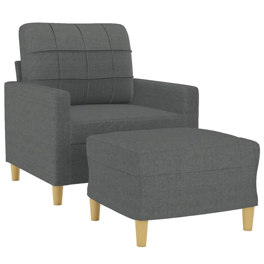 Fauteuil avec repose-pied Gris foncé 60 cm Tissu - 3