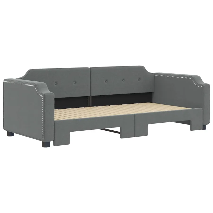 Lit de jour avec gigogne sans matelas gris foncé 90x190 cm - 3