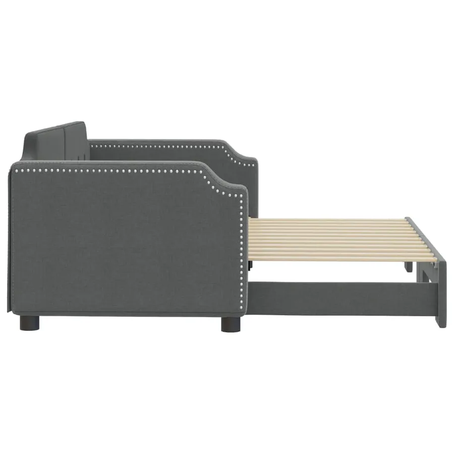 Lit de jour avec gigogne sans matelas gris foncé 90x190 cm - 4