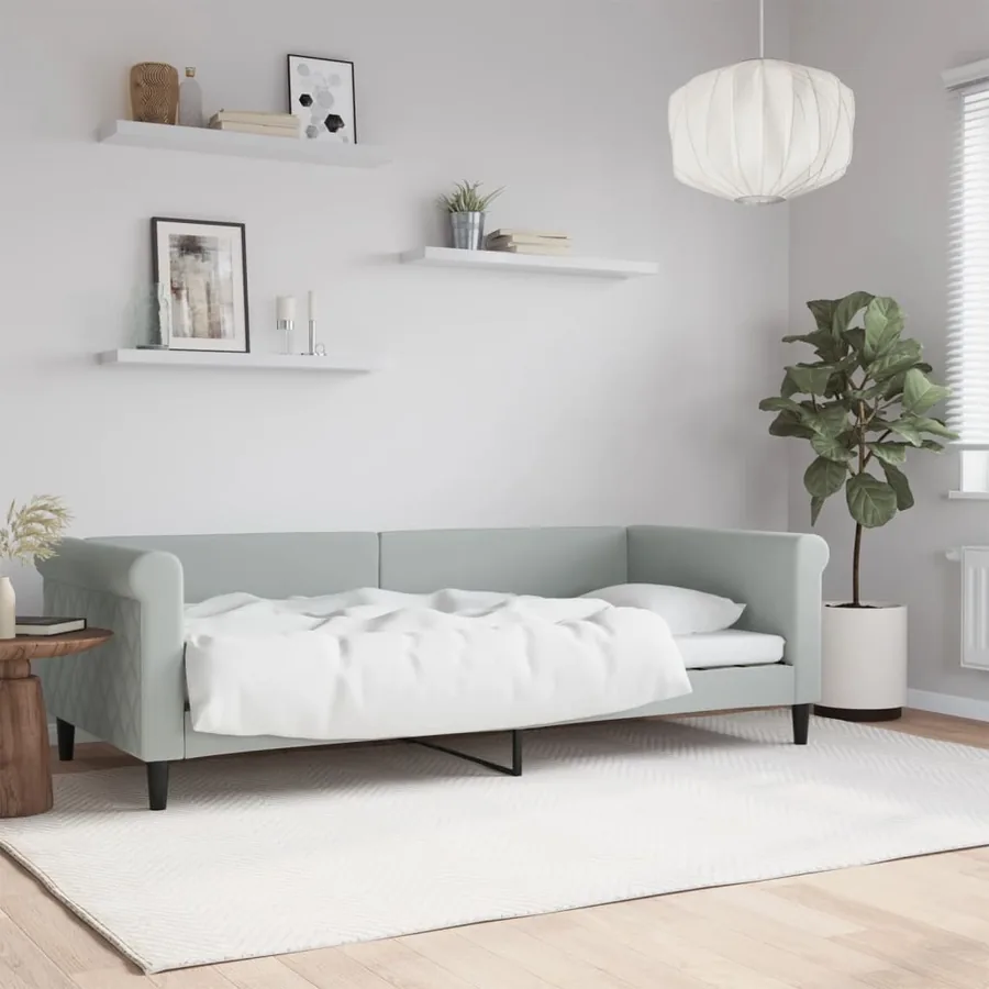 Lit de repos sans matelas gris clair 90x200 cm velours