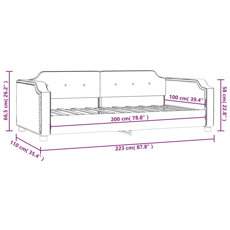 Lit de repos gris clair 100x200 cm tissu - 8