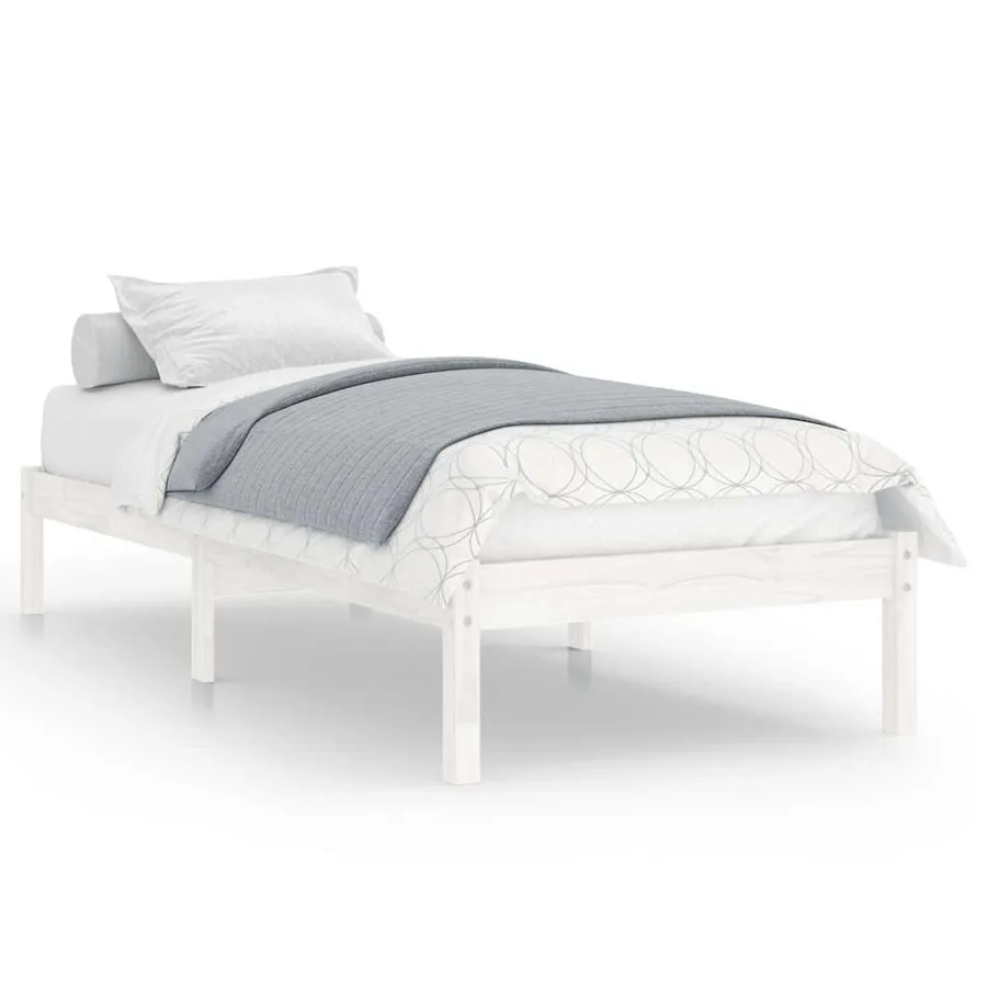 Cadre de lit sans matelas blanc bois massif - 2