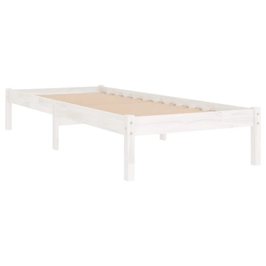 Cadre de lit sans matelas blanc bois massif - 3