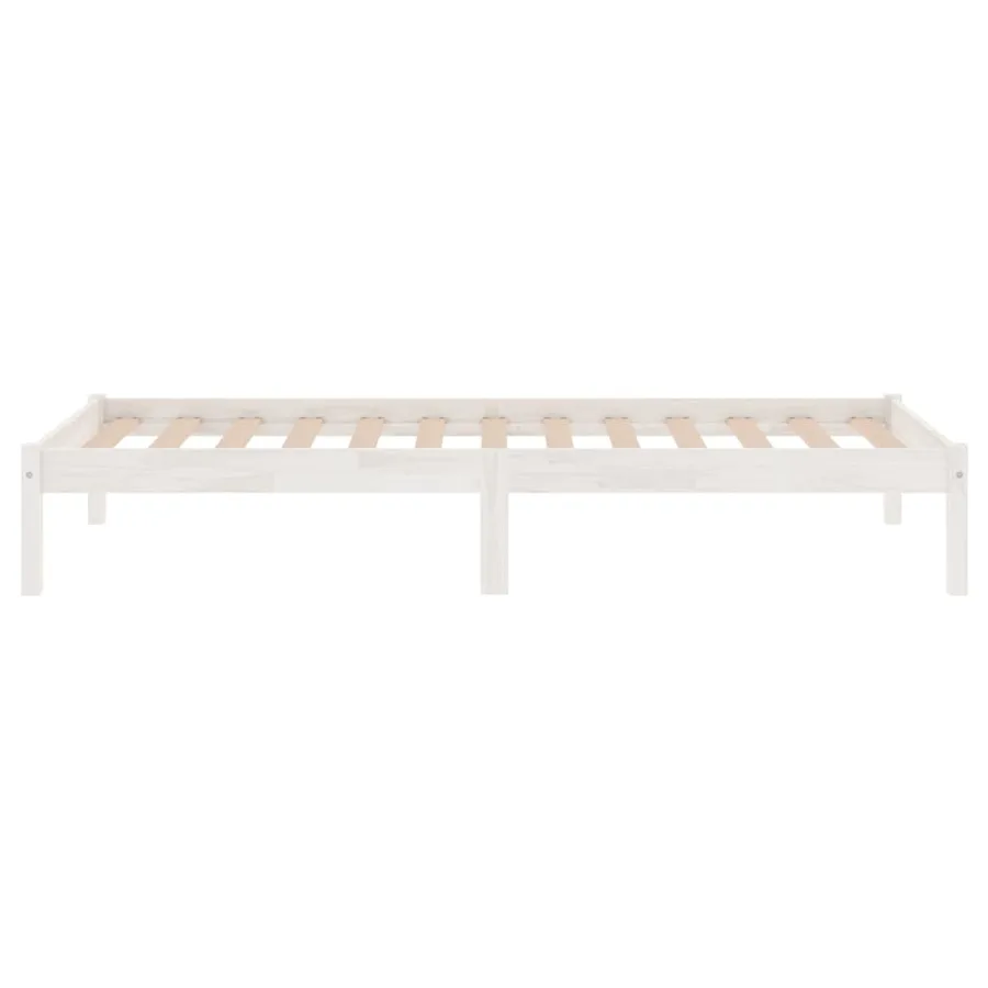 Cadre de lit sans matelas blanc bois massif - 5