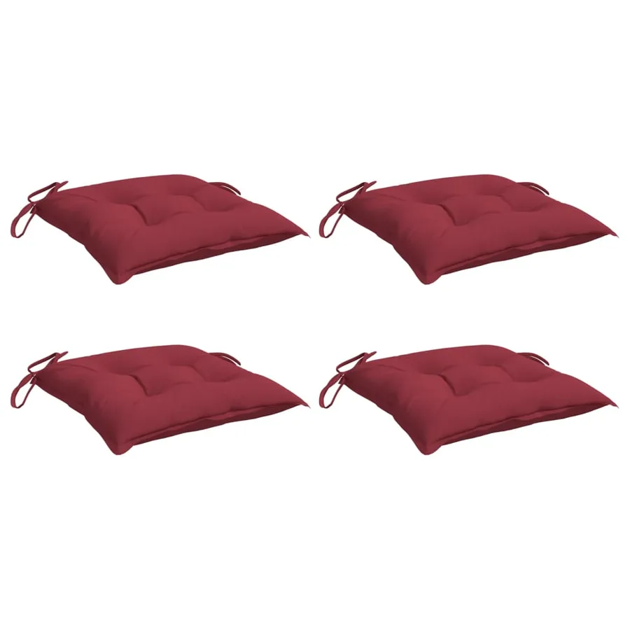 Coussins de chaise lot de 4 rouge bordeaux 40x40x7 cm - 3