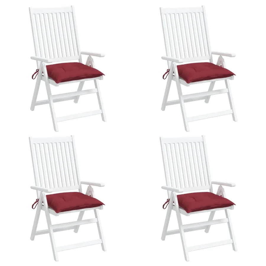 Coussins de chaise lot de 4 rouge bordeaux 40x40x7 cm - 4