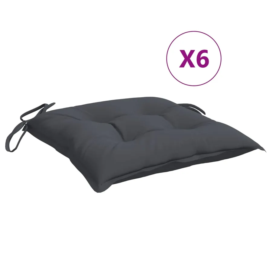 Coussins de chaise lot de 6 anthracite 40x40x7 cm - 2