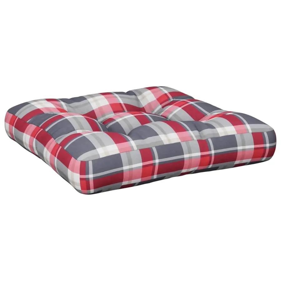 Coussin de palette carreaux rouges 58x58x10 cm tissu - 2