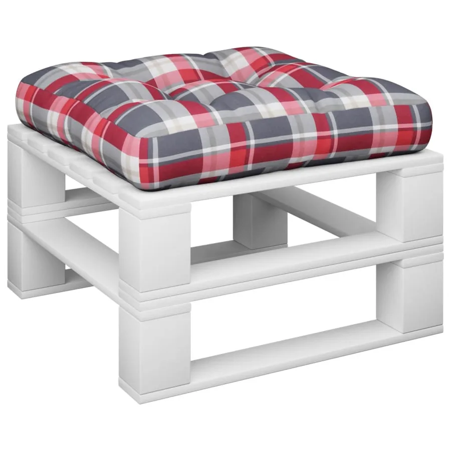 Coussin de palette carreaux rouges 58x58x10 cm tissu - 3