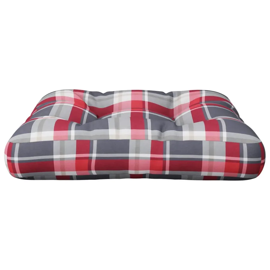 Coussin de palette carreaux rouges 58x58x10 cm tissu - 5