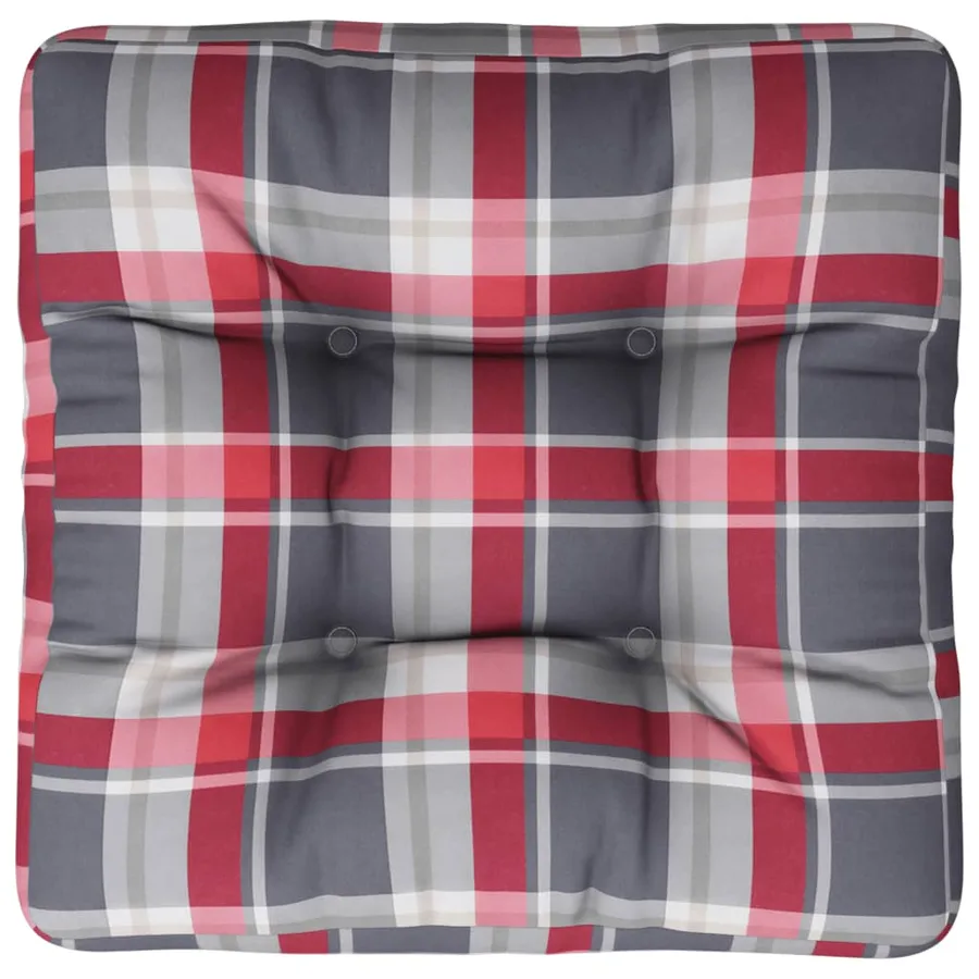 Coussin de palette carreaux rouges 58x58x10 cm tissu - 6