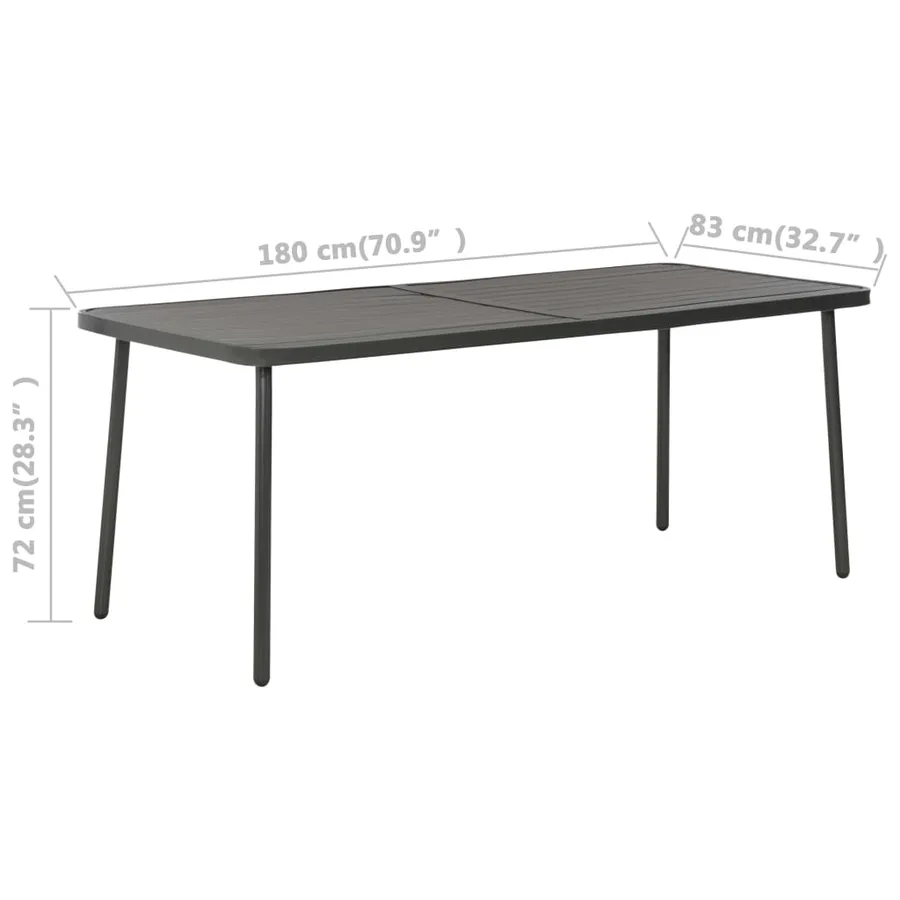 Table de jardin Gris foncé 180x83x72 cm Acier - 6