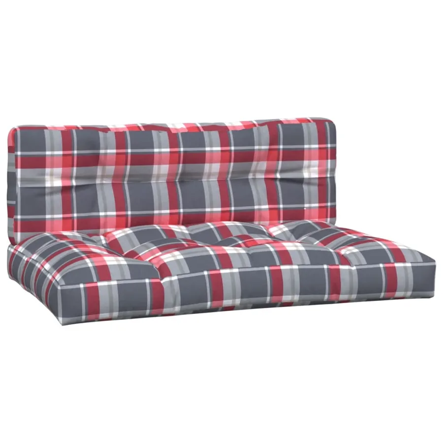 Coussins de palette lot de 2 motif à carreaux rouge tissu - 2