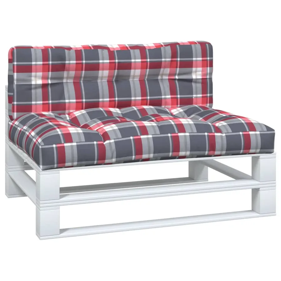 Coussins de palette lot de 2 motif à carreaux rouge tissu - 3