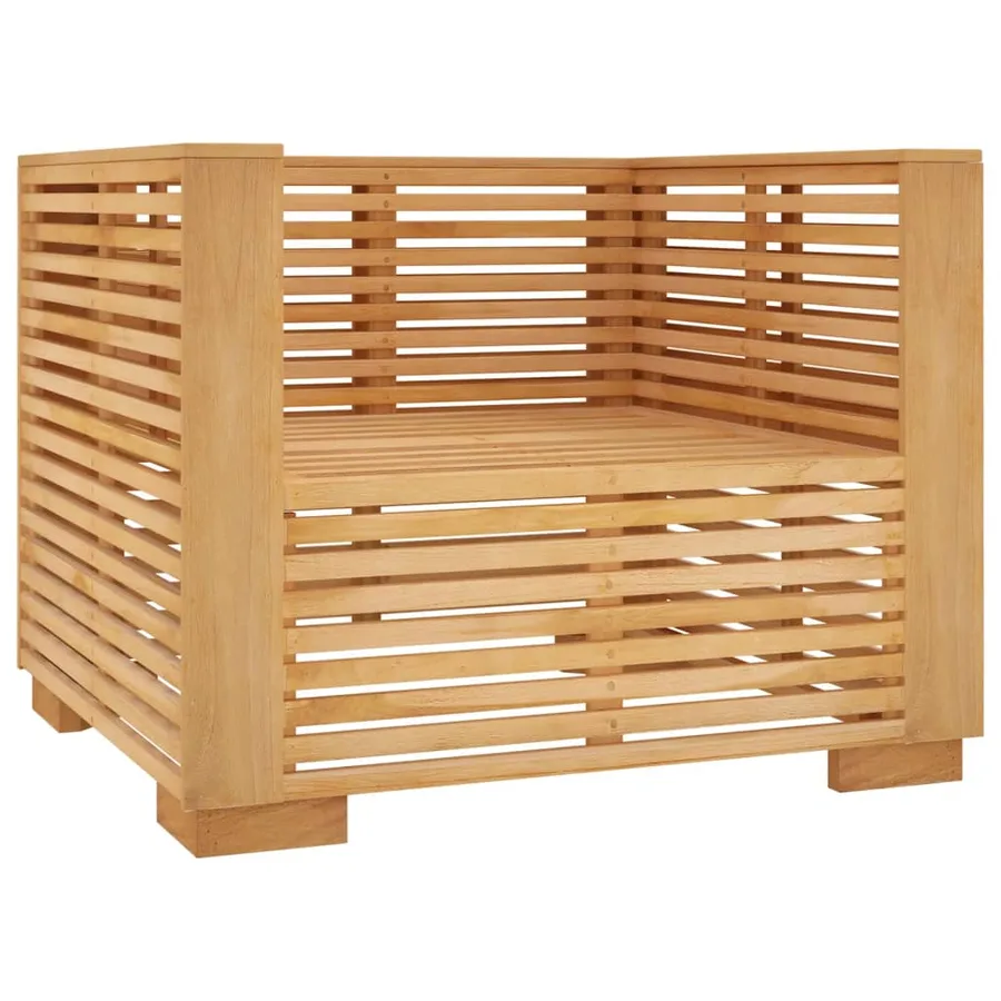 Fauteuil de jardin avec coussins crème Bois de teck massif - 6