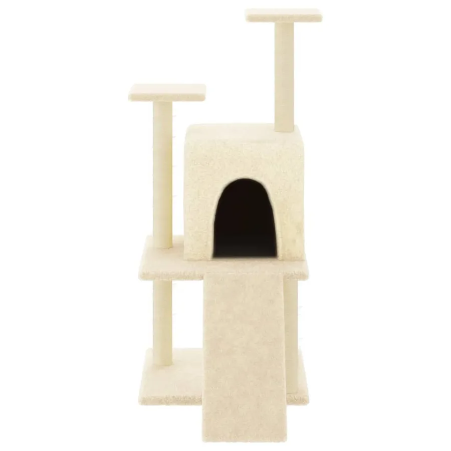 Arbre à chat avec griffoirs en sisal crème 110 cm - 3