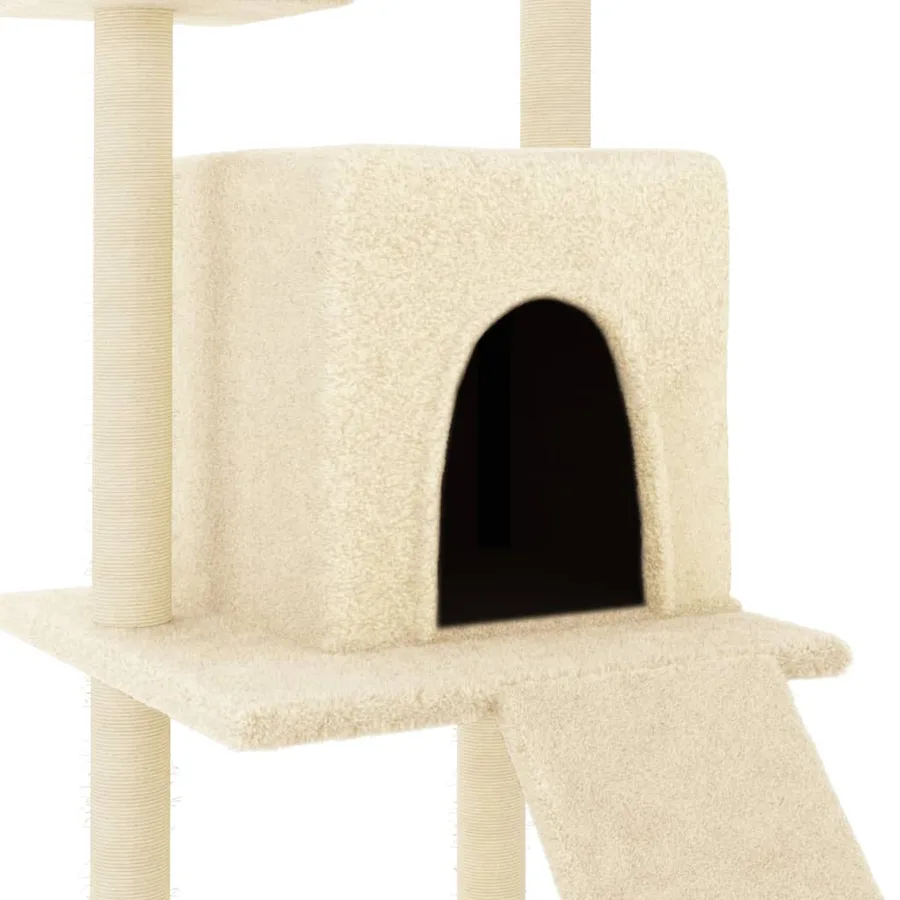 Arbre à chat avec griffoirs en sisal crème 110 cm - 6