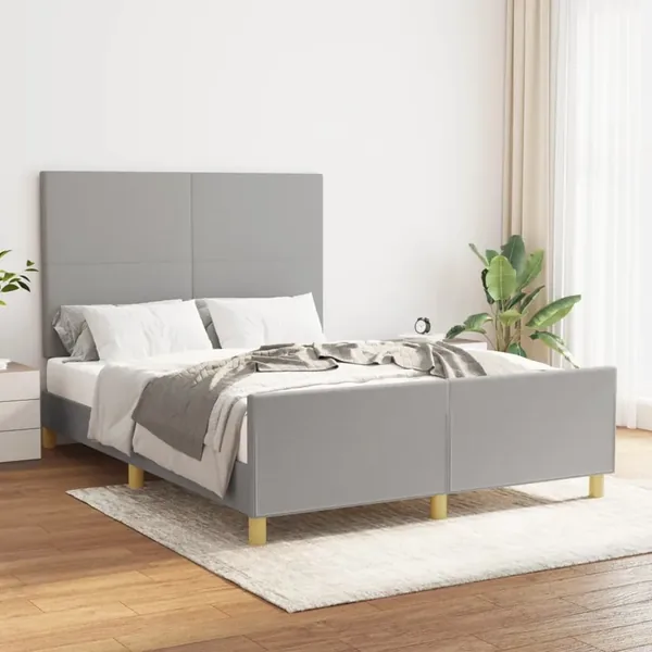 Cadre de lit sans matelas gris clair 140x190 cm tissu
