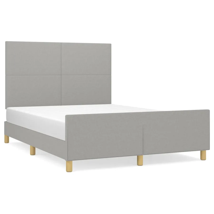 Cadre de lit sans matelas gris clair 140x190 cm tissu - 2