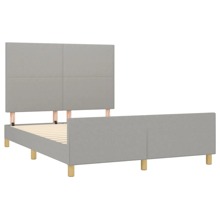 Cadre de lit sans matelas gris clair 140x190 cm tissu - 4