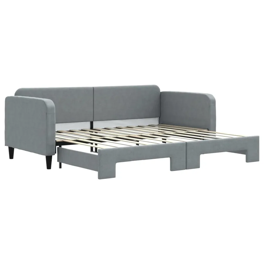 Lit de jour avec gigogne sans matelas gris clair 90x200 cm - 2