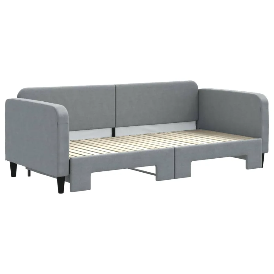 Lit de jour avec gigogne sans matelas gris clair 90x200 cm - 3
